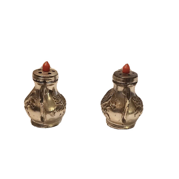 Texas Mini Silver Teapots Salt and Pepper Shakers 2" Vintage Souvenir - Picture 2 of 6